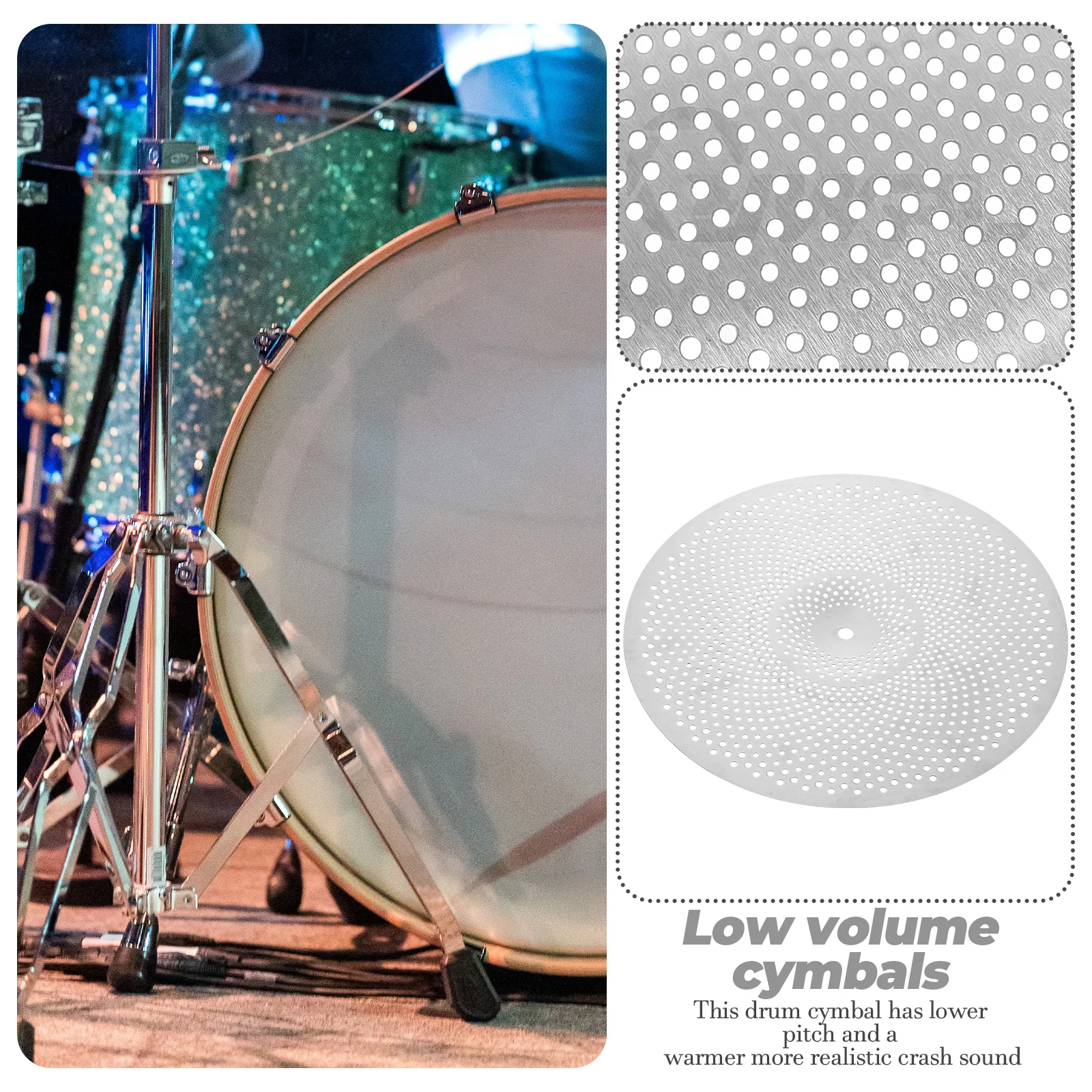 

16 Inch Cymbal Low Quiet Drum Cymbals Volume Drum Quiet Crash Replacement Splash Alloy Brass Metal Accessories
