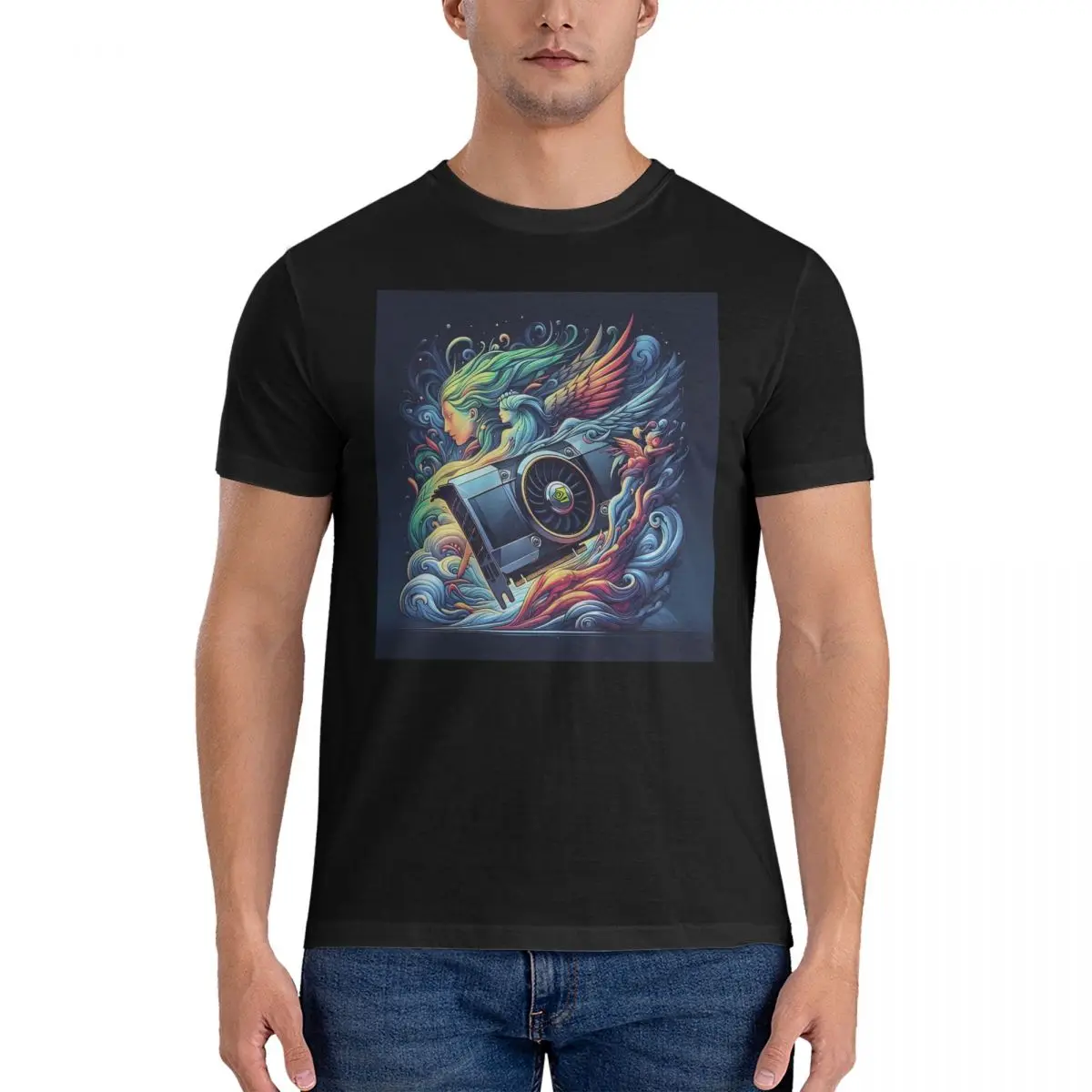

Poster Men T Shirts Nvidia Vintage Tees Short Sleeve Round Neck T-Shirts 100% Cotton Printing Clothing