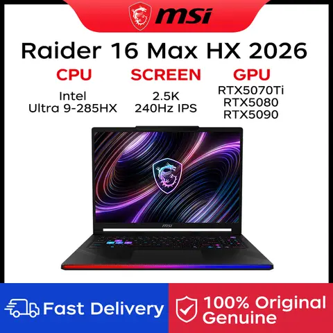 2026 MSI Raider 16 Max HX Gaming Laptop 16 Inch 2.5K 240Hz IPS Screen Netbook Ultra 9-285HX 32GB 1TB RTX5070Ti Notebook Computer