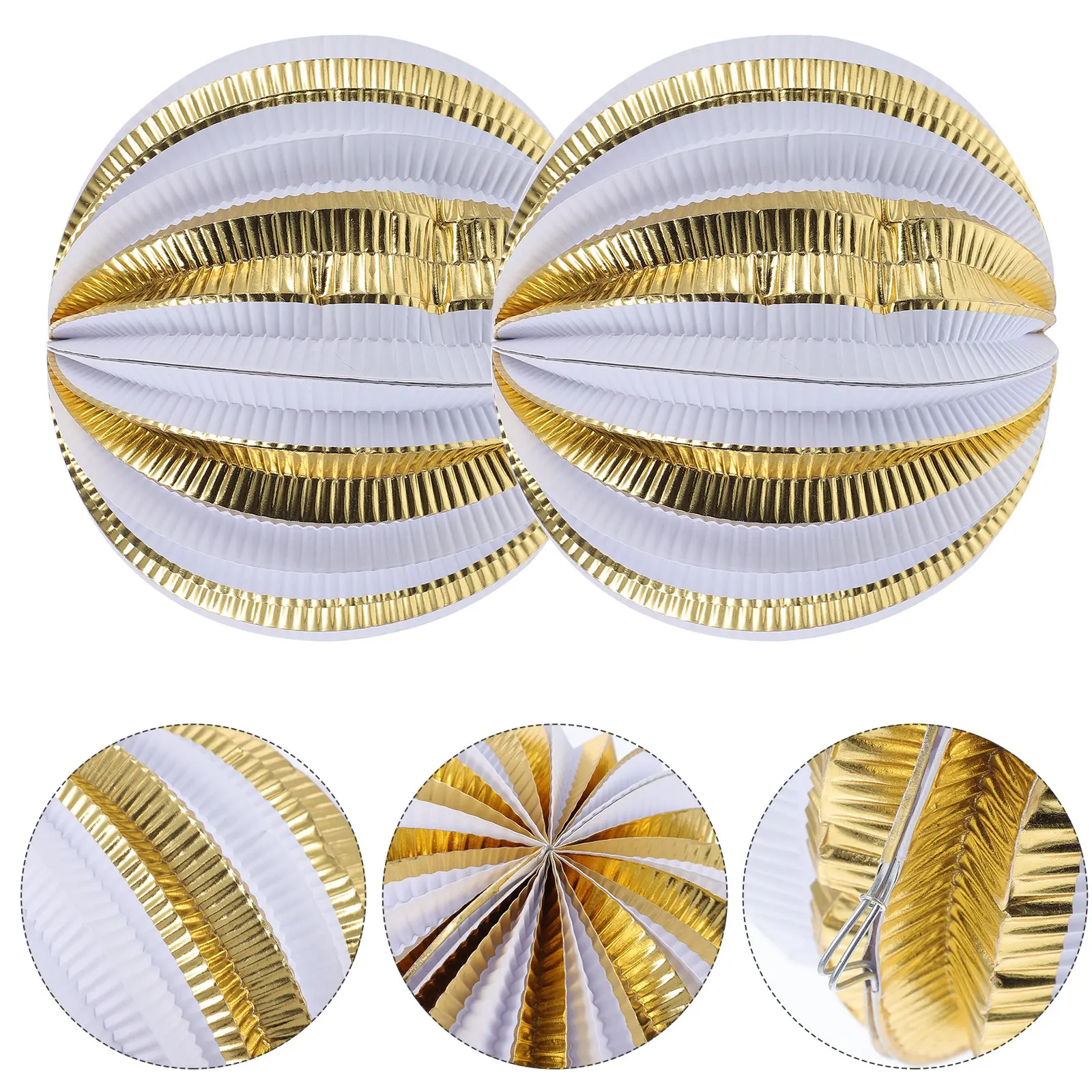 

2Pcs Decorative Decorative Paper Lanterns Lanterns High Quality Hanging Wedding Party Colorful Navy Gold Foldable Lighting