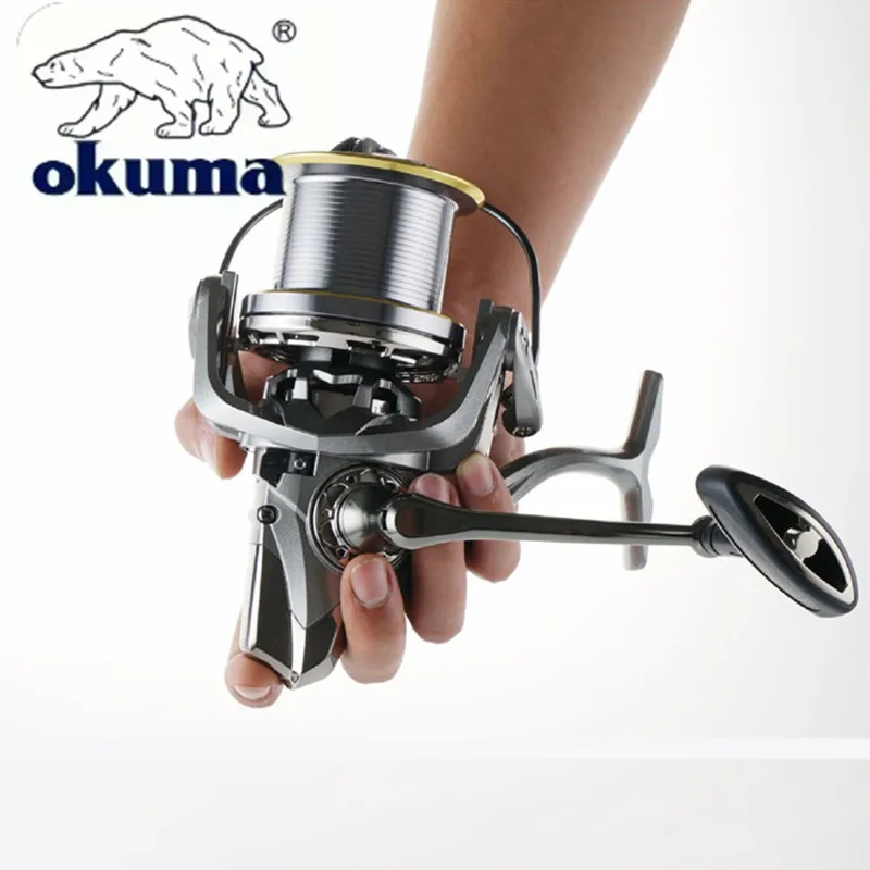 OKUMA Grote Spinning Visserij-reel 8000-14000 9000 10000 12000 Max Drag 20 KG Zee Reel Gratis Lijn Zoutwater Zoetwater Vis Pesca