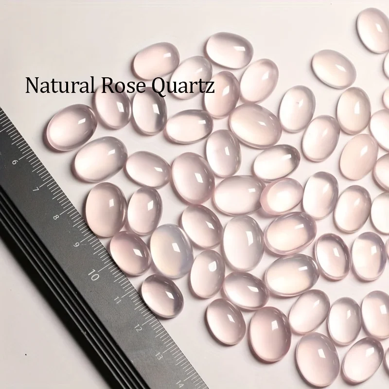 1PC/2PCs natural Lotus Stone Rose quartz cabochon-natural pink flat bottom oval crystal for DIY jewelry making