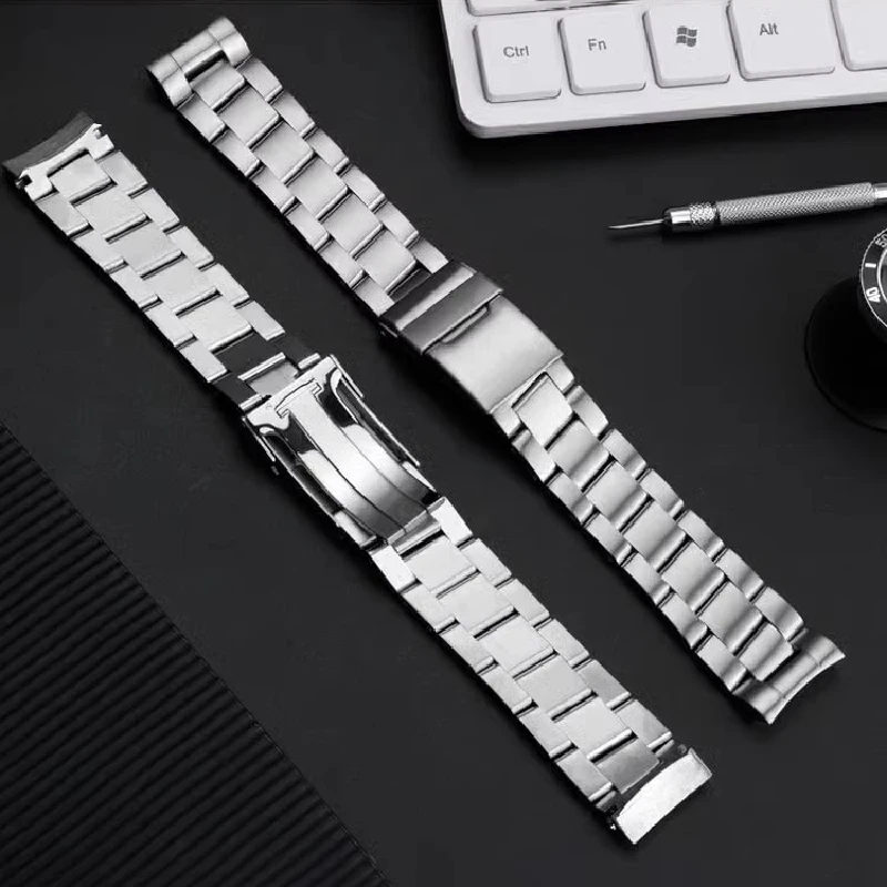 Solid Curved End Precision Steel Watch Chain for Breitling Super Ocean Century Arc Mouth Steel Strap Men's Watchband 22mm