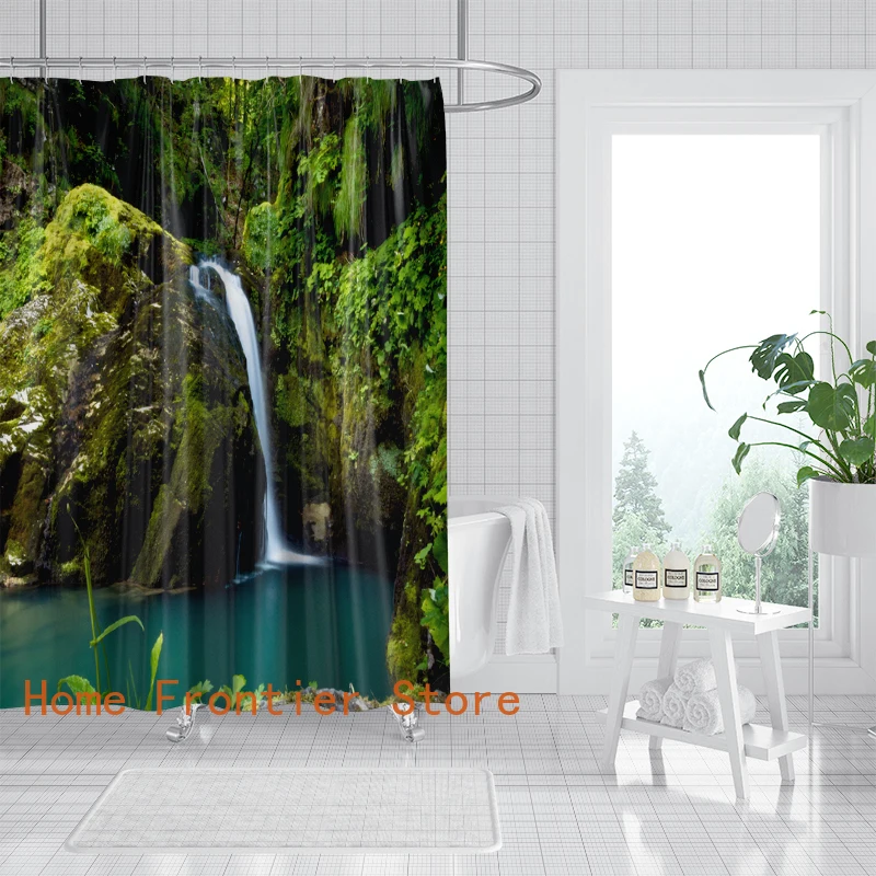 

Breathable Landscape Bath Curtain Stain-Resistant Fabric