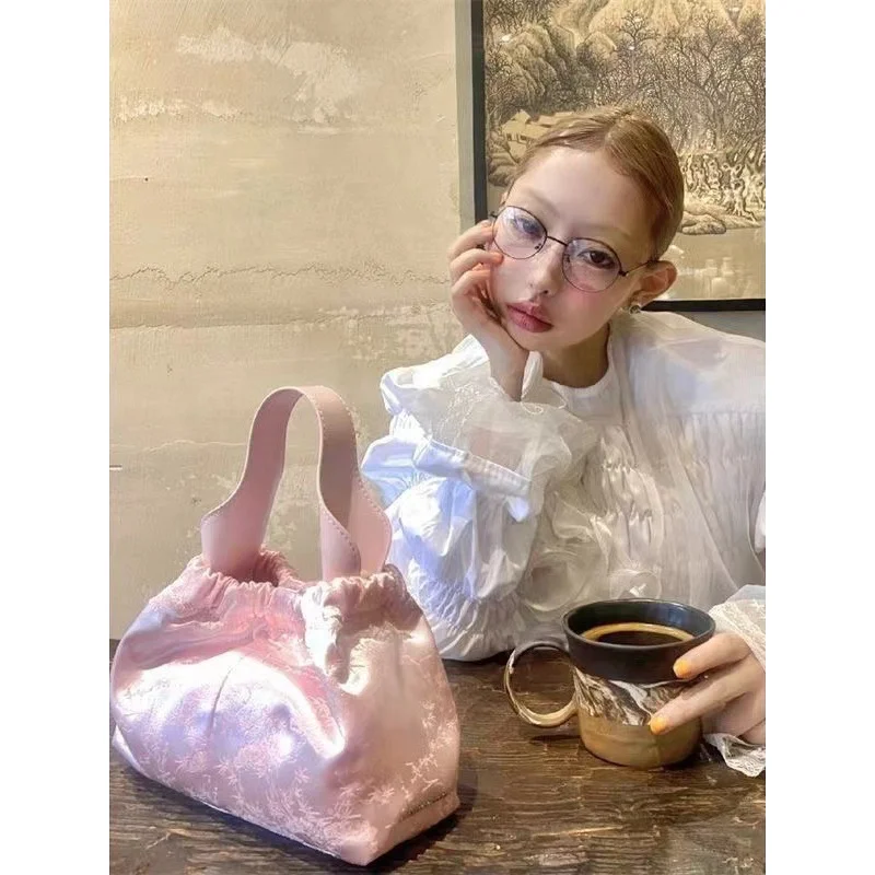 

New Chinese Style Ink Wash Color Retro Simple Handheld Cloud Bag Korean Style Women's Bag Gentle Personality Outing Handbag
