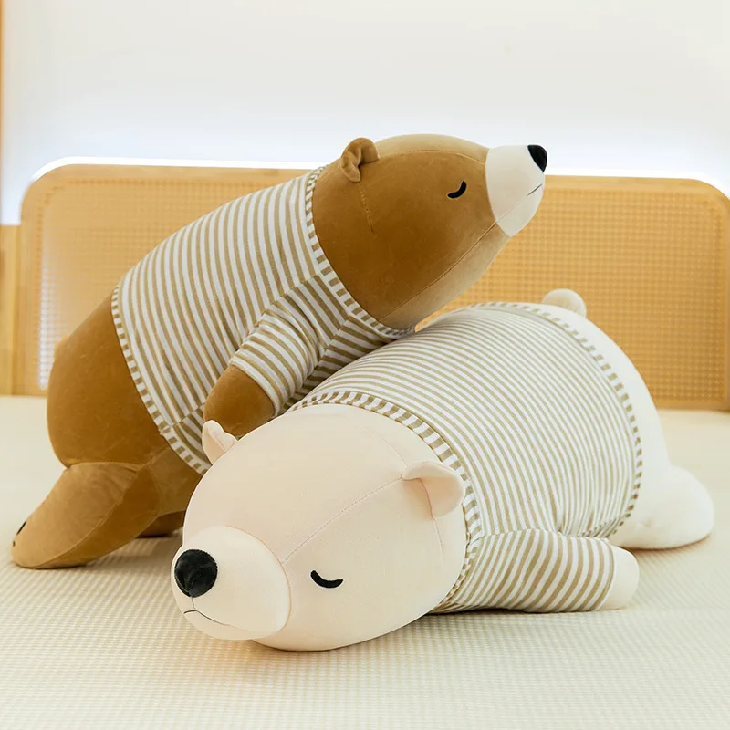 Polar Bear Plush Pillow Soft Fluffy Lying Stuffed Animal Doll Cute Sleep Cushion Sofa Ornament Home Decoration Gift for Girls - view 3