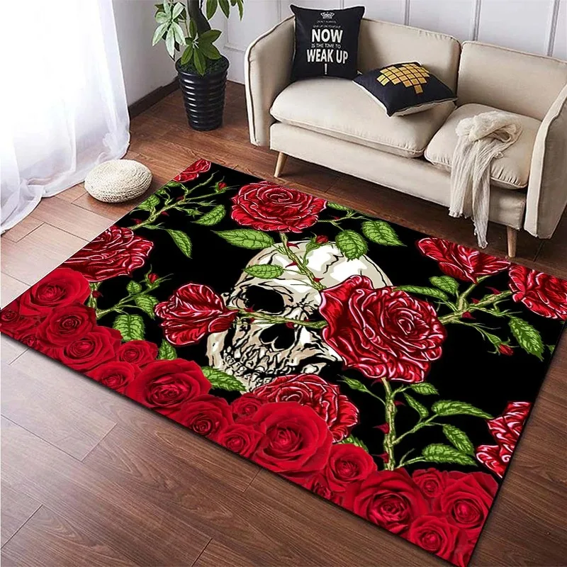 

VIKAMA Light Luxury Living Room Blanket Black Background Saffron Skull High Modern Minimalist Industrial Style Home