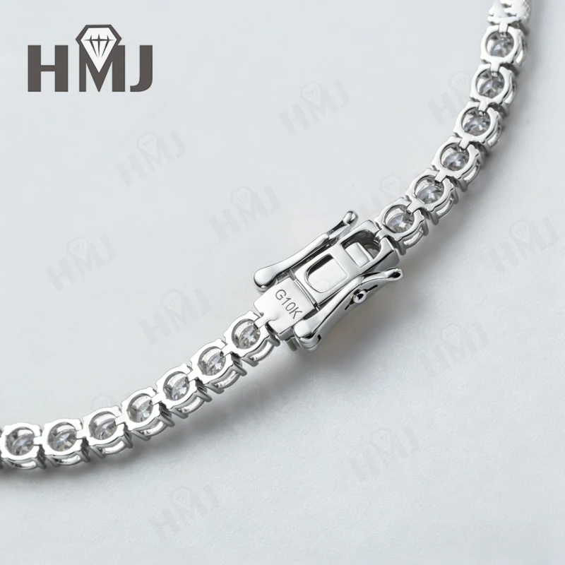 HMJ 10K Gold Tennis Bracelet Lab Grown Diamond 3.0mm Round Cut 6/6.5/7/7.5/8 Inch Wedding Advanced Jewelry Charms Hypoallergenic