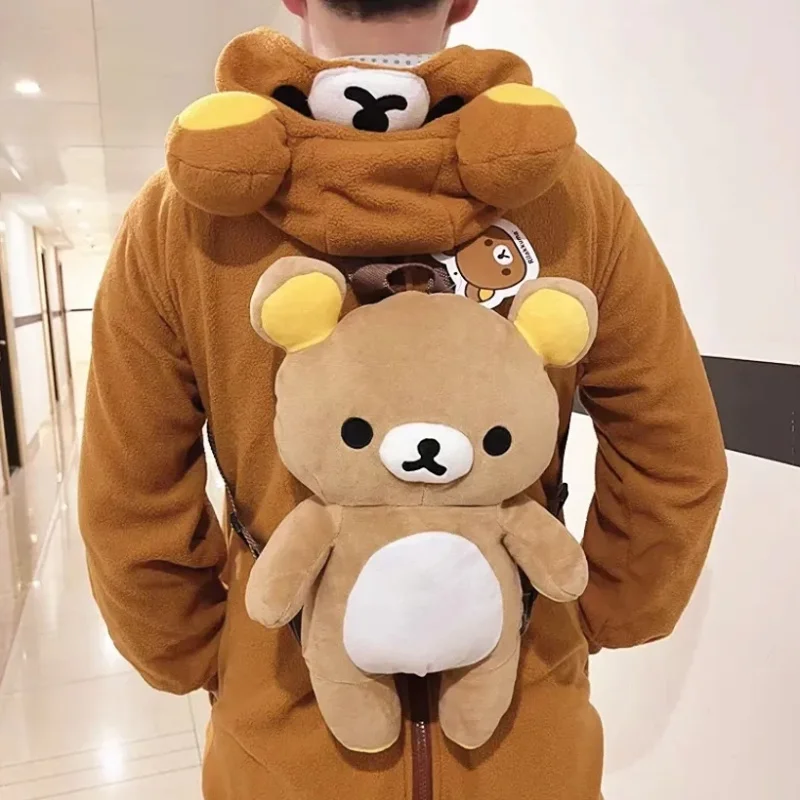 

Japanese San-X Rilakkuma Plush Backpack Cute Kawaii Bear Jk Lolita Cute Zipper Bear Schoolbag Large Capacity Storage Bag