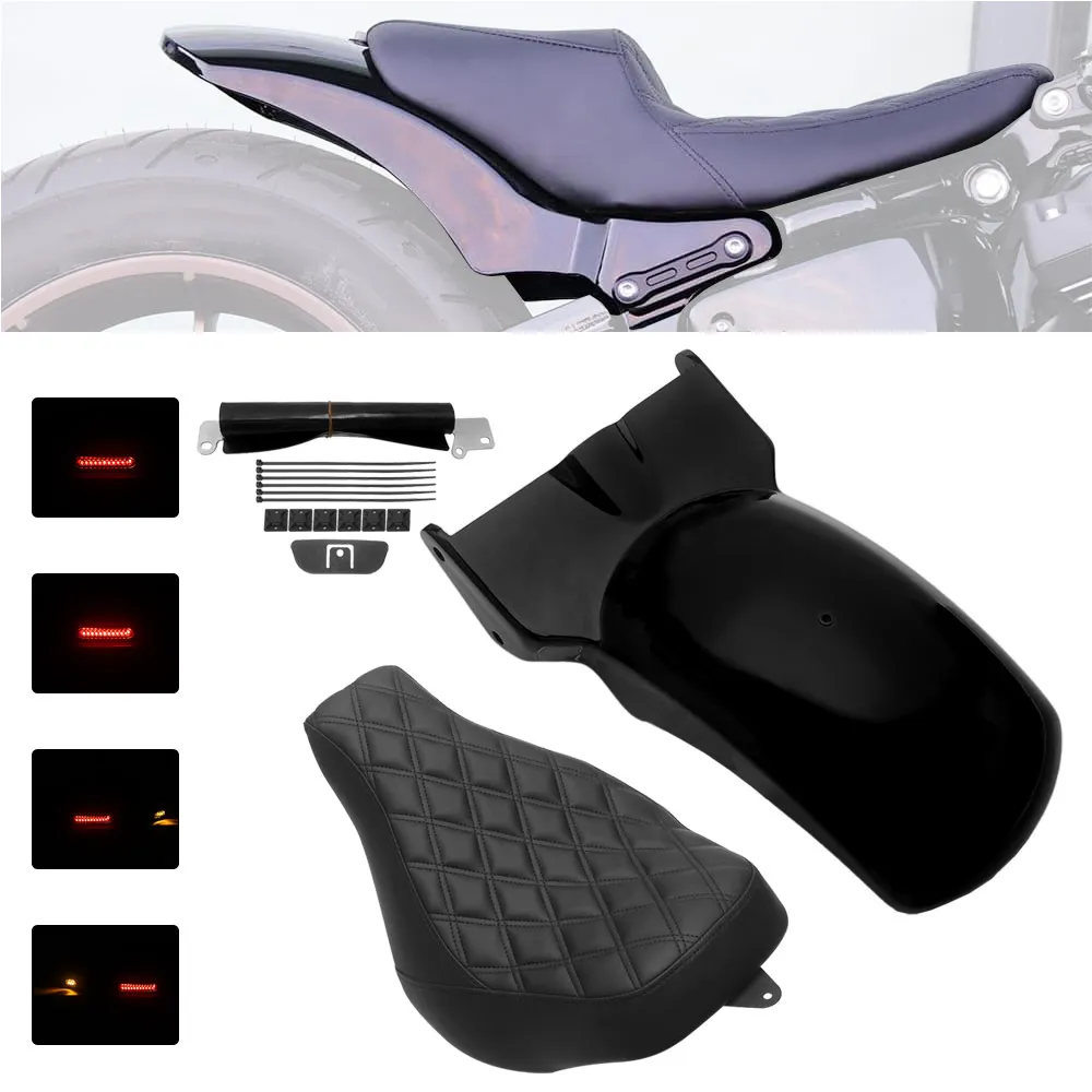 

For Harley Sport Glide FLSB 18-26 Motorcycle Accessory Driver Solo Cushion Seat Rear Fender Mudguard With Turn Signal LED Light