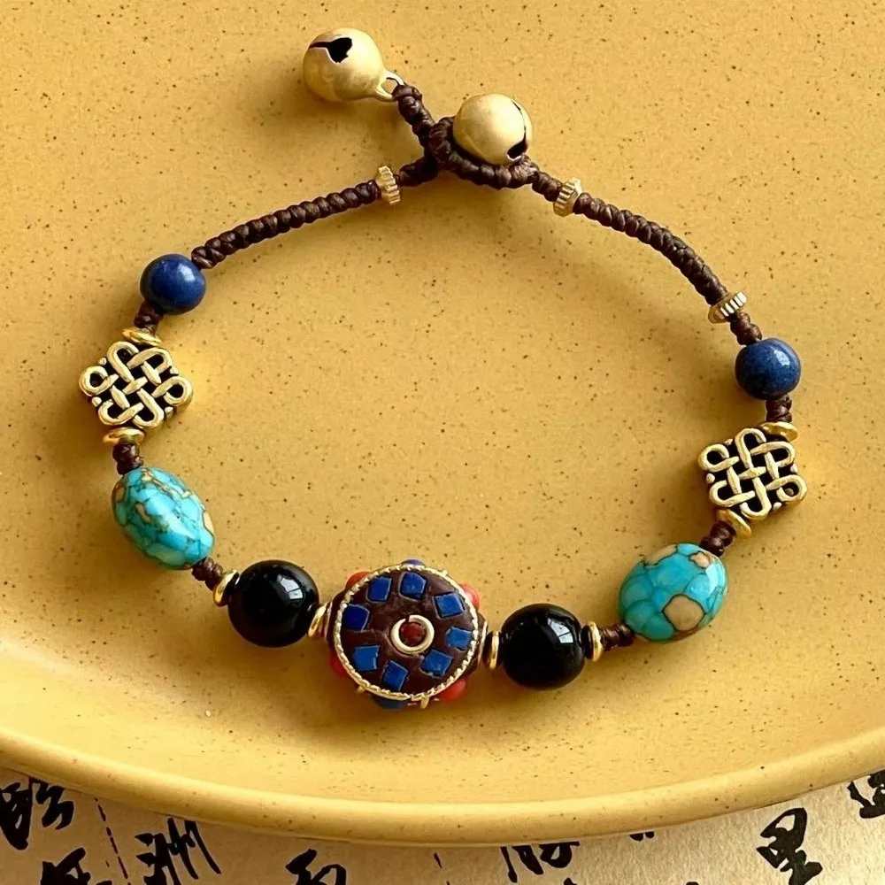 Tibetan Ancient Method Woven Braided Bracelet Bohemian Nepal Exotic Bell Women Bracelet Coco Hand Rope Bracelet Handmade Crafts