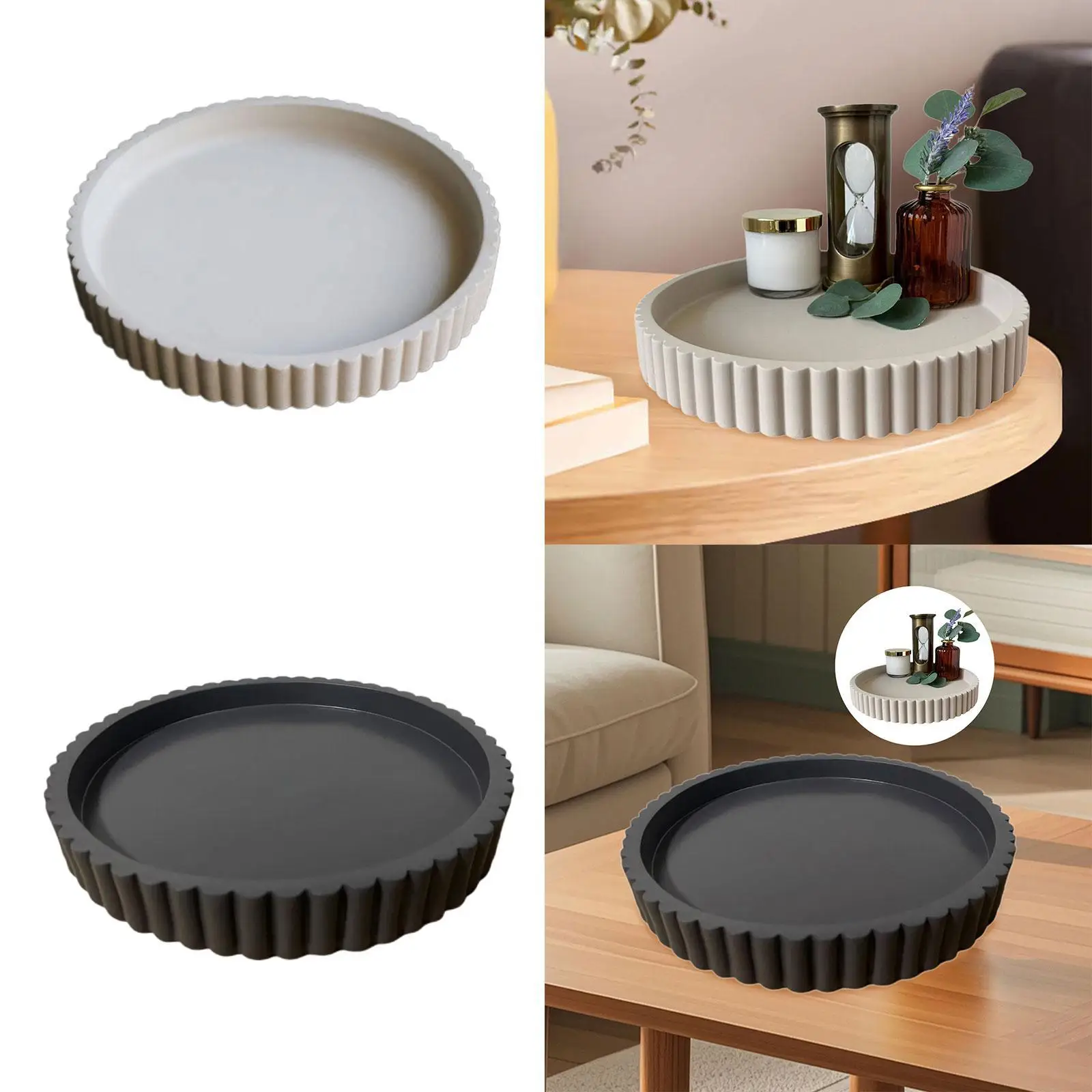 

Round Decorative Tray Resin Coffee Table Tray for Office Hotel Living Room