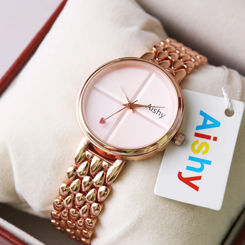 2023 Year  Rose Gold Quartz Watches Women Minimalist Design metal Strap Wristwatch Big Dial Women's Fashion Creative Watch