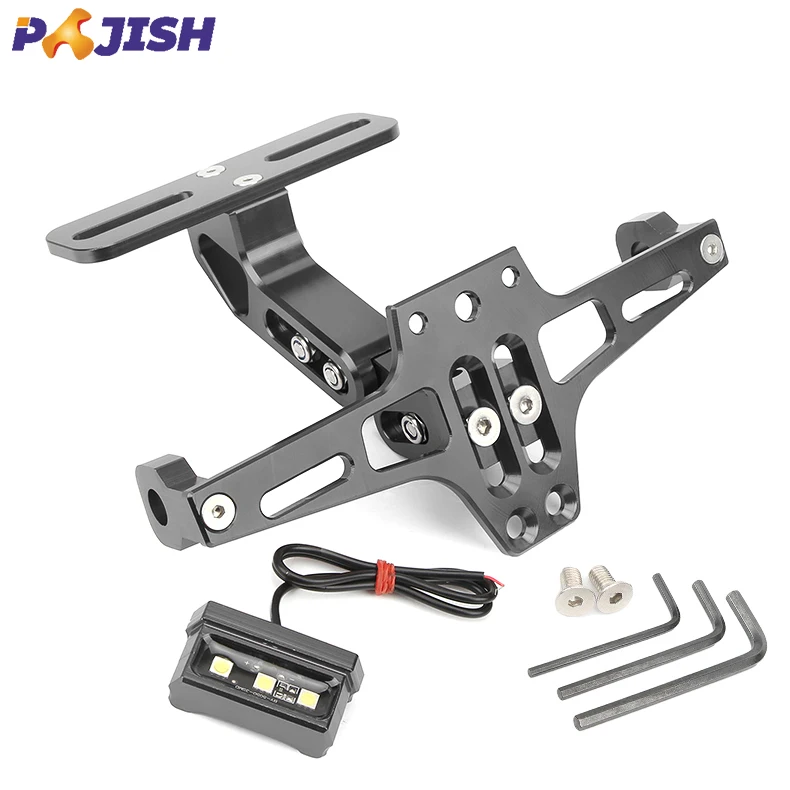 Motorcycle Spare Parts M3M5 Monkey Adjustable Aluminum Frame Bracket LED Lights Muti-colored Licence Plate Holder