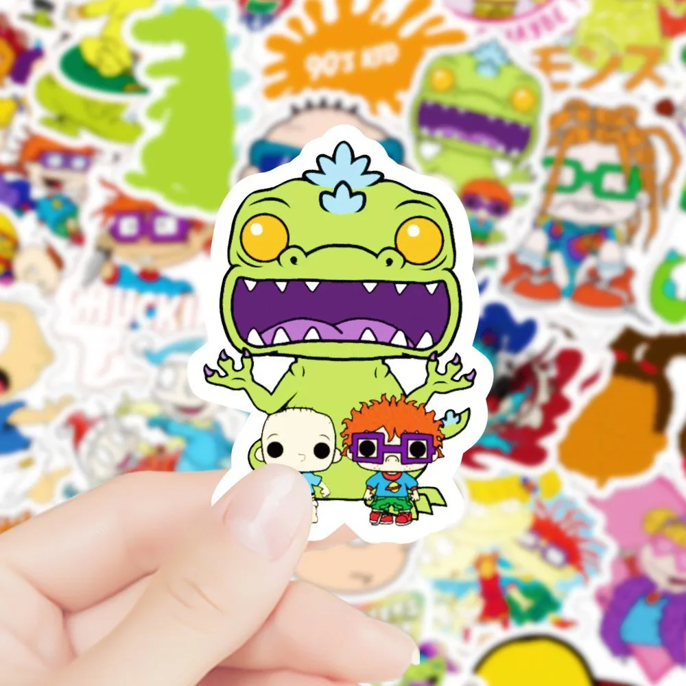 100 pegatinas de Rugrats en París, pegatinas de parodia de dibujos animados, pegatinas impermeables para bricolaje, grafiti, equipaje, cuadernos y vasos.