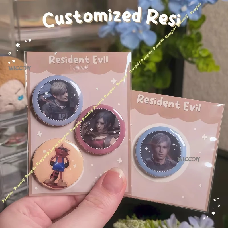 Resident Evil 2 Leon Kennedy Pins RE2 Cosplay Accessories Game Brooches Mix&Match Collectible Lapel Pins Halloween Gift for Fans