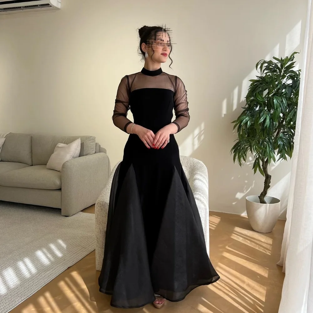 

Customized Modern Style Formal Jersey Pleat A-line High Collar Long Dresses Bespoke Occasion Dresses Pastrol Unisex Exquisite