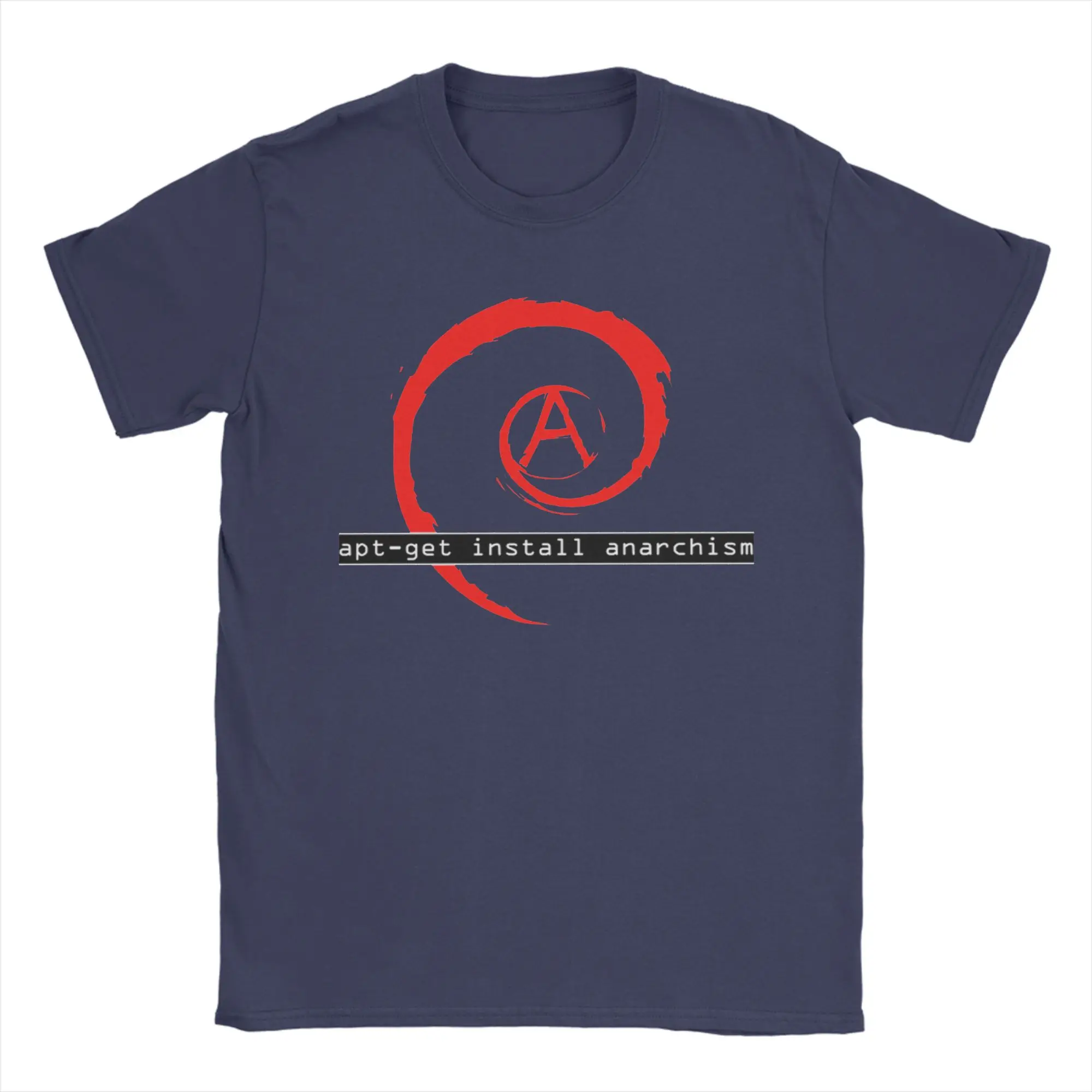 Apt-get Install Anarchism T-Shirt Men O-neck Short Sleeve Top Tee Linux Programmer Developer Geek Nerd Cotton Summer TopsTops