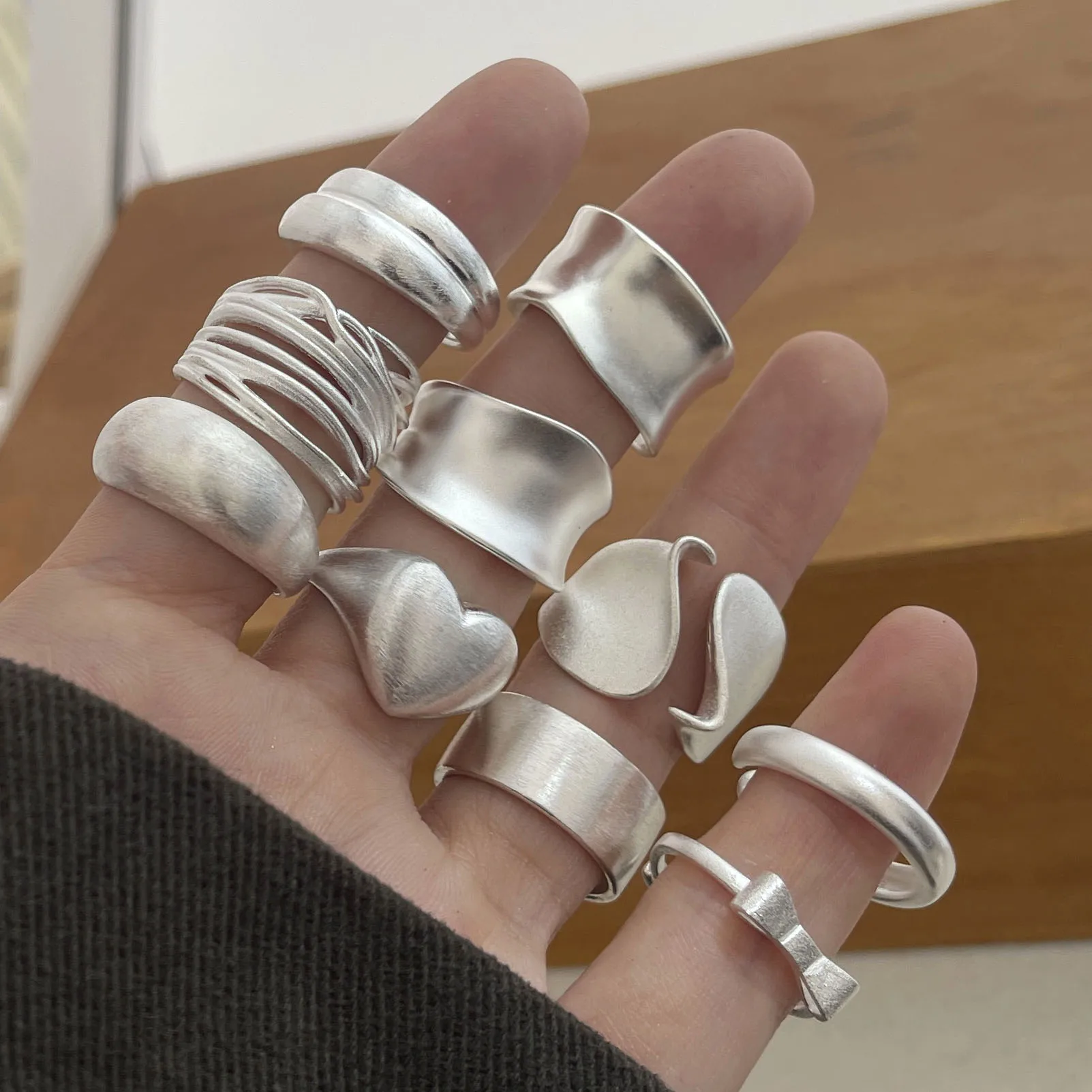 925 anéis de prata esterlina para mulheres casal minimalista artesanal simples brilhante inter anel conjunto festa jóias presente evitar alergia