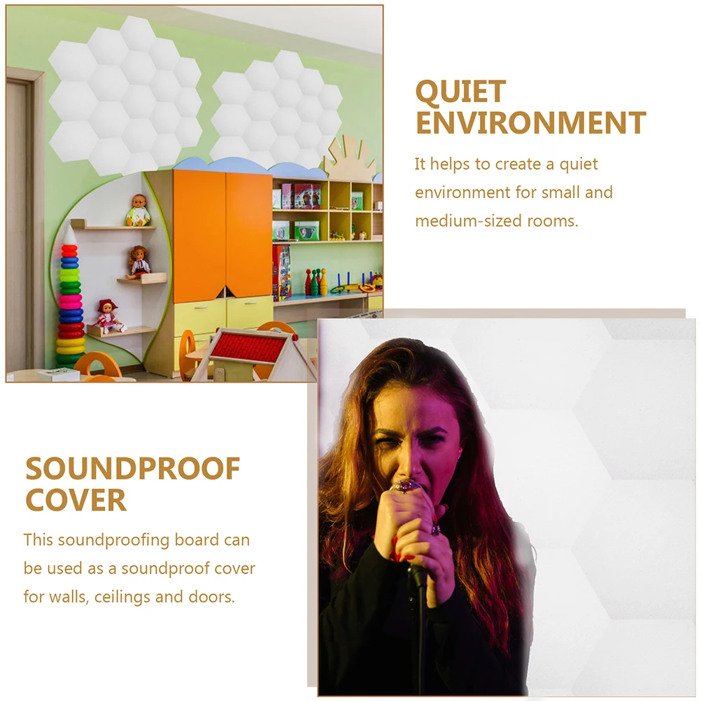 

6 Pcs Sound-absorbing Panels Proofing Absorber Insulation Pad Wall Self-adhesive Acoustic Polyester Removable