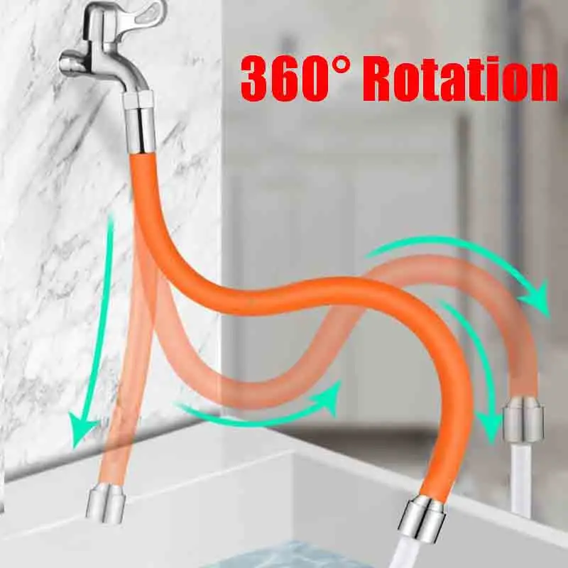 Universeller Wasserhahn-Verlängerungsschlauch - 360 °   Drehbar und biegbar, passend für Küchen-, Badezimmer- und Außenarmaturen, Waschbecken-Wasserhahnfilter mit Spl.