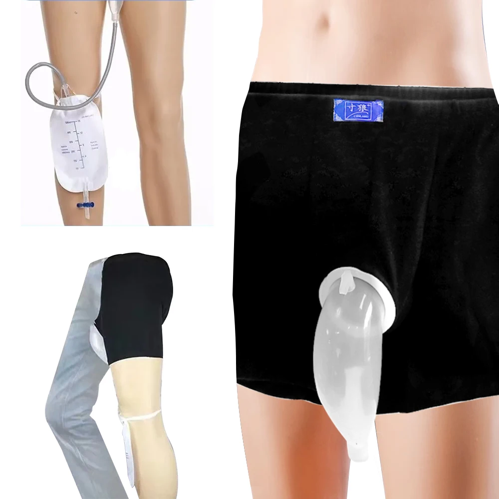 

Men's Urinal Drainage Bag Leg Brace Urine Bag Portable Urinal Collector Reusable for Male and Elderly Urinary Incontinence Care