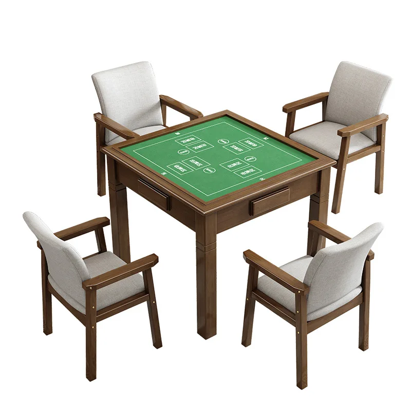

Solid wood elderly activity room nursing home leisure chess table hand rubbing mahjong table