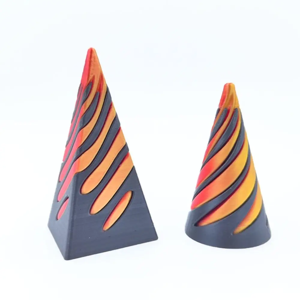 Passthrough Sculpture 3D Printed Spiral Cone Vortex Thread Decorative Impossible Pyramid Helix Nut Mini Helix Screw Toy Kids Toy