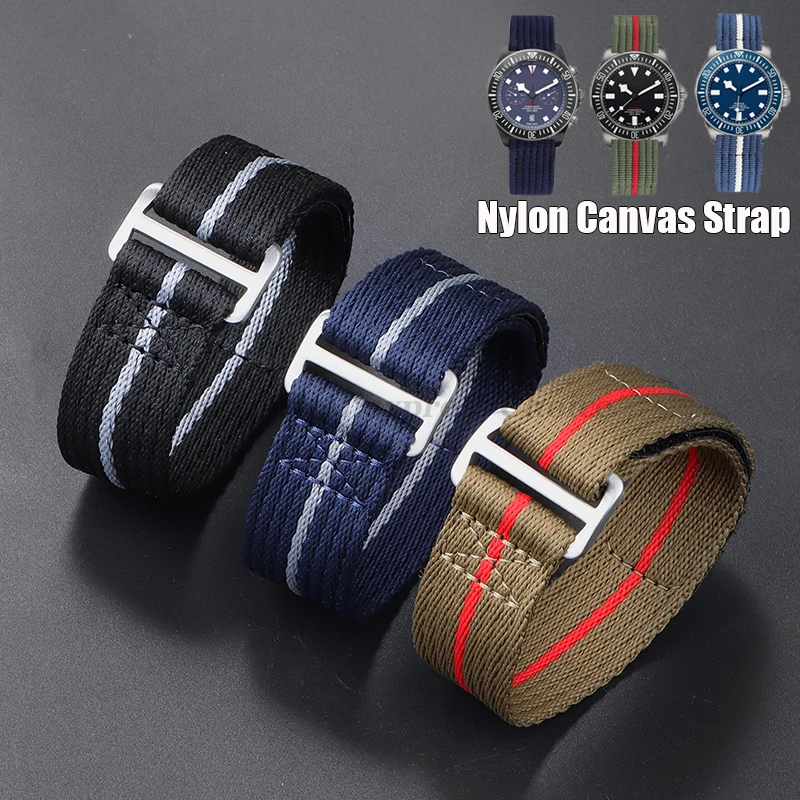 Nylon Watch Strap 20mm 22mm Sports Fabric Wristband For Tudor FXD Bayview Little Red Flower Bluedon Dividing Wristwatch Bracelet