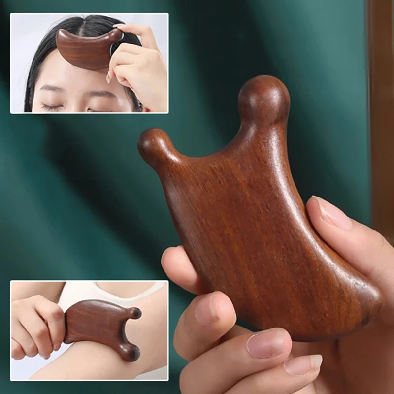 1Pcs Eyes Scalp Gua Sha Massager Nose Shaper Natural Facial Wooden Sandalwood Wide Tooth Combs Massage Tool for Guasha Scraping