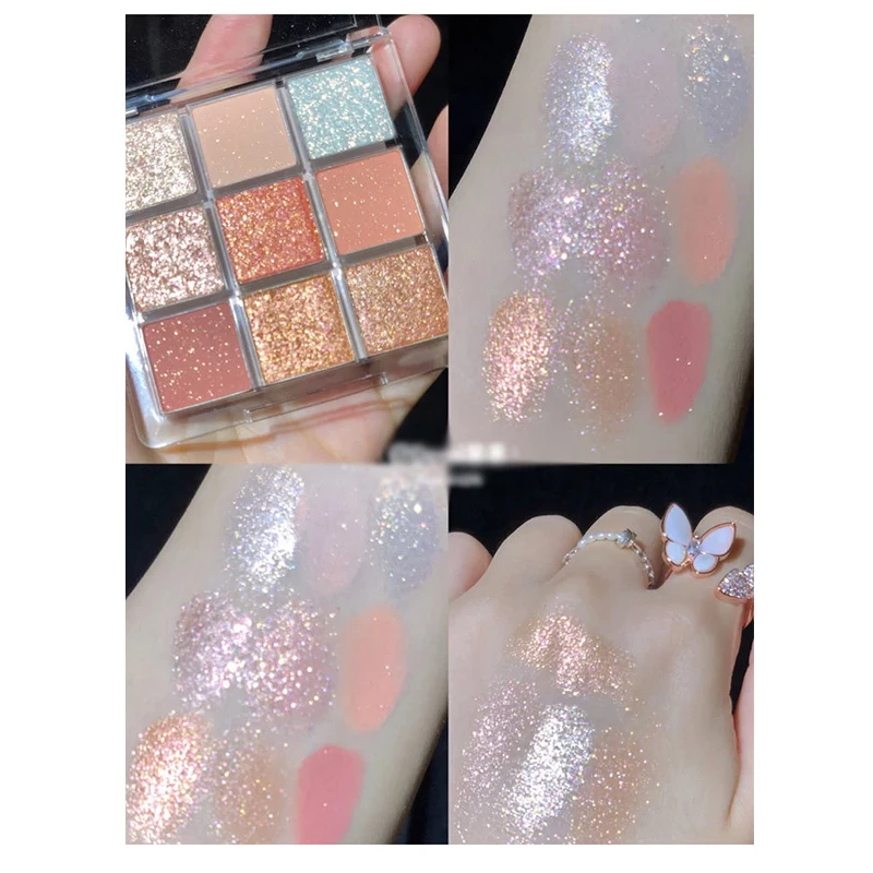 9-color Shiny Eye Shadow Eye Pigments Glitter Eyeshadow Palette Pink Pearly  Palette Korean Charming Eye Makeup Palette