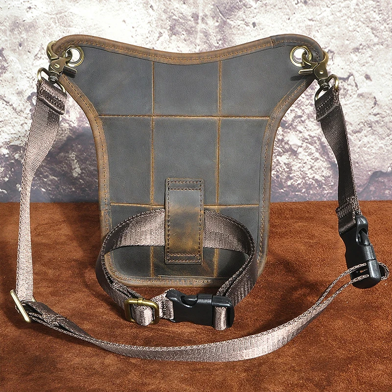 Hot Sale Crazy Horse Real Leather vintage Small Belt Messenger Bag Fanny Waist Belt Pack For Men Women Drop Thigh Leg Bag 211-1