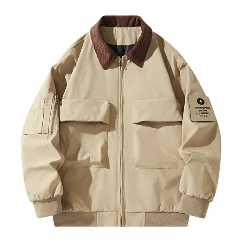 

Мужская куртка с лацканами размера плюс 7XL, осень-весна 2024, корейская модная мужская повседневная уличная куртка в стиле хип-хоп, тонкое пальто-пилот, мужская одежда