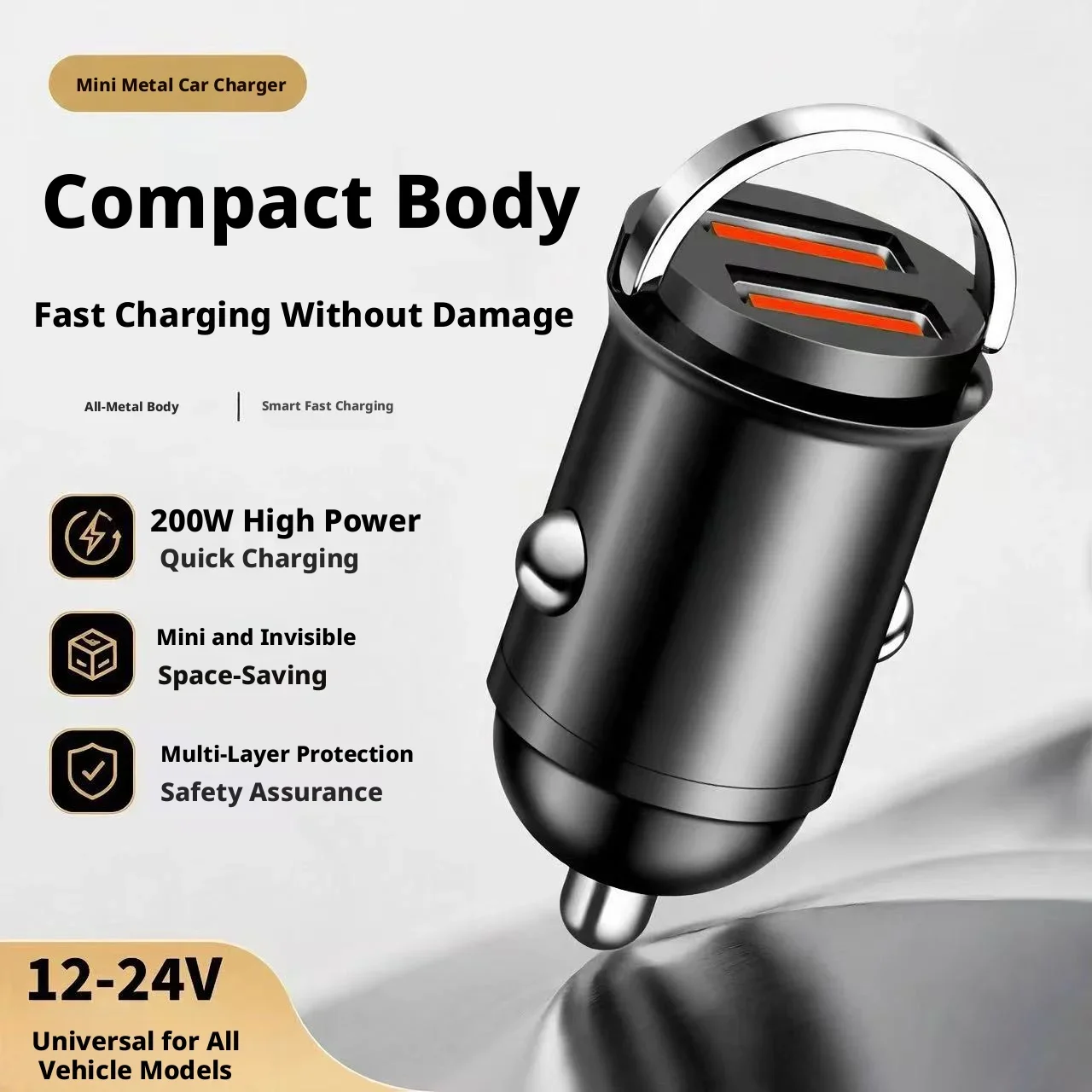 Pull Ring Mini Hidden Dual USB Car Charger Cigarette Lighter Adapter Portable Vehicle Phone Charger Car Interior Accessories