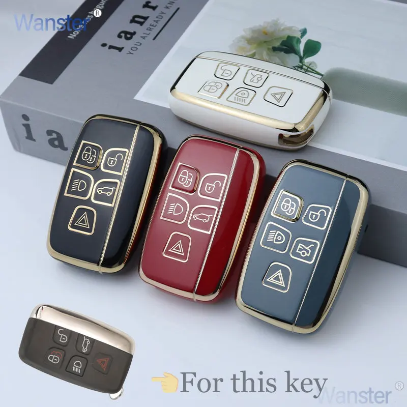 5 Bottons Tpu Car Key Case Fob Cover Shell for Land Rover Discovery 4 Freelander LR4/Range Rover Sport/Evoque/Jaguar XJ XJL XF