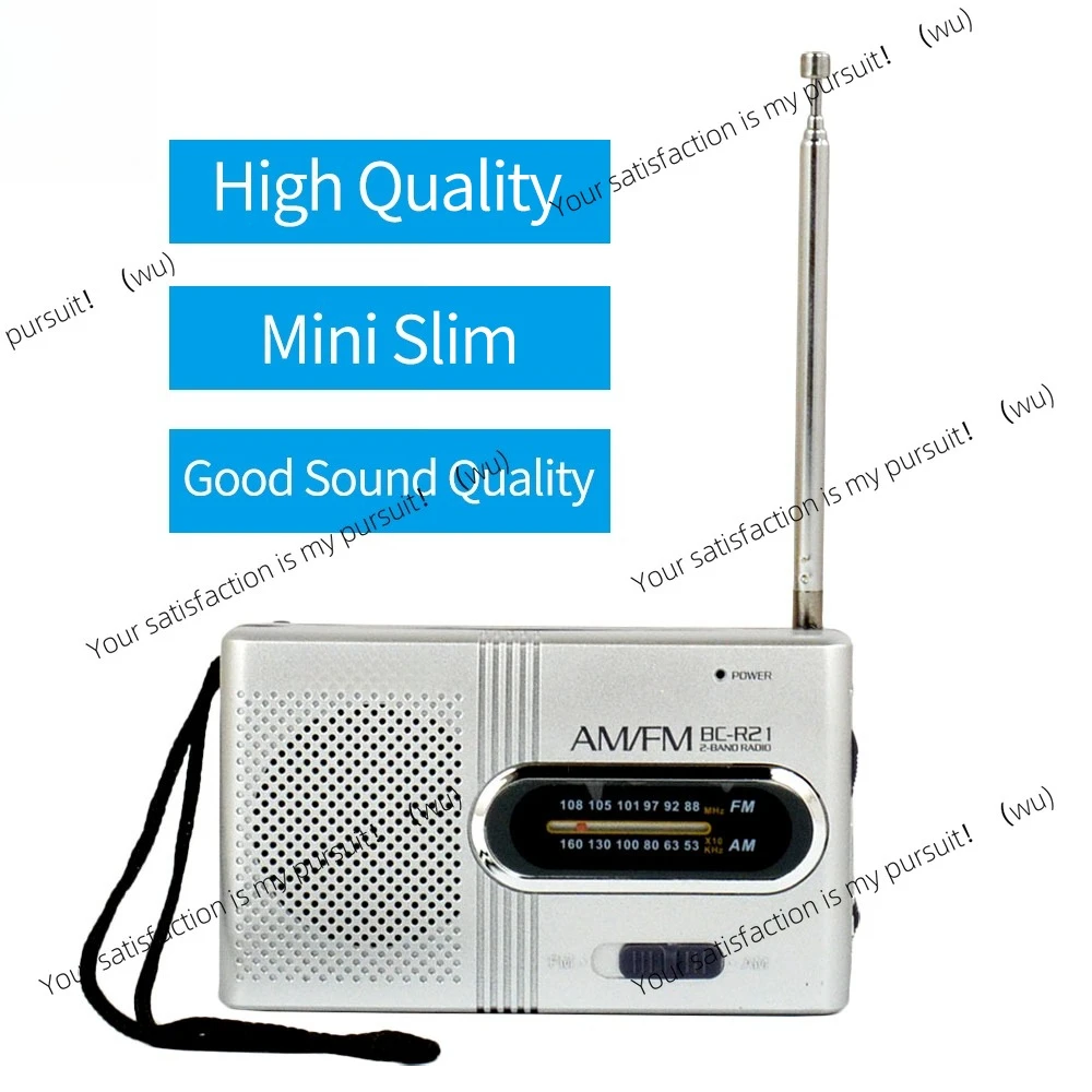 

BC-R21 Portable Radio AM FM Dual Band Pocket Radio Compact Transistor Radio Elderly Mini Speaker with Telescopic Antenna 라디오