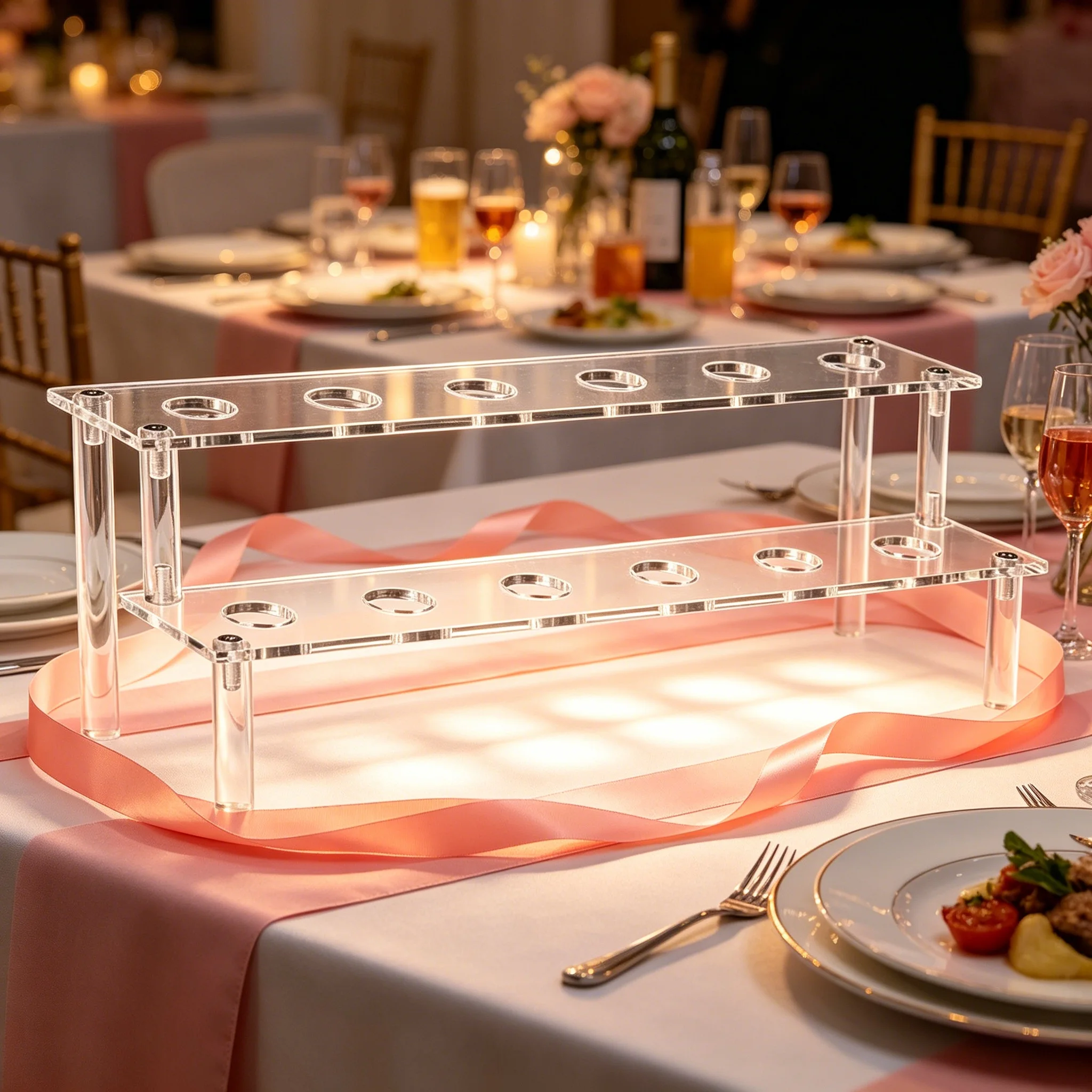 Acrylic Ice Cream Cone Holder with 12 Holes 2-Tier Acrylic Cone Stand for Cupcake, Popcorn, Restaurant, Sugar, Wedding Party