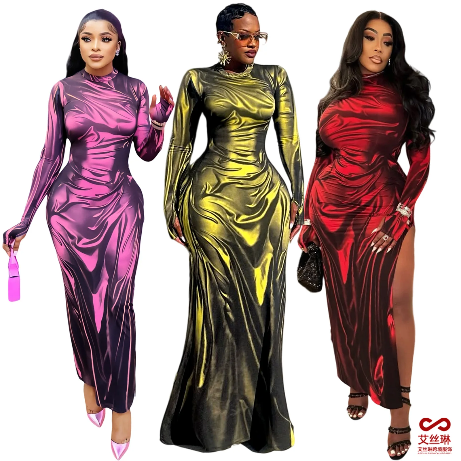 

Autumn Fashion Women Long Sleeve O-neck Polyester Long Maxi Dress Dashiki African Dresses for Women Outfits Africa Clothing