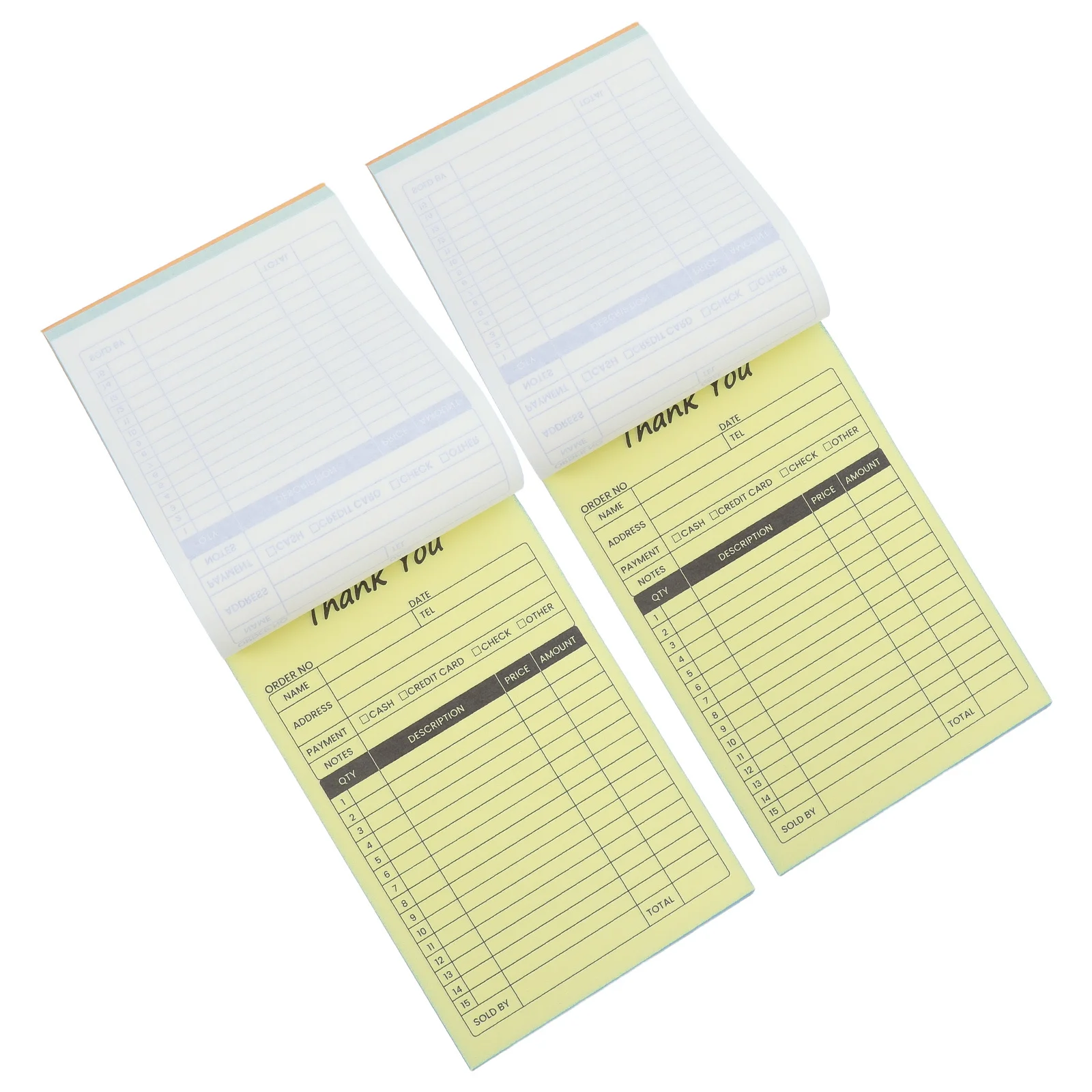 2Pcs Receipt Book for Small Business 2-Part Invoice Forms Pad with Built-in Board for Clear Duplicate Order Tracking Efficient