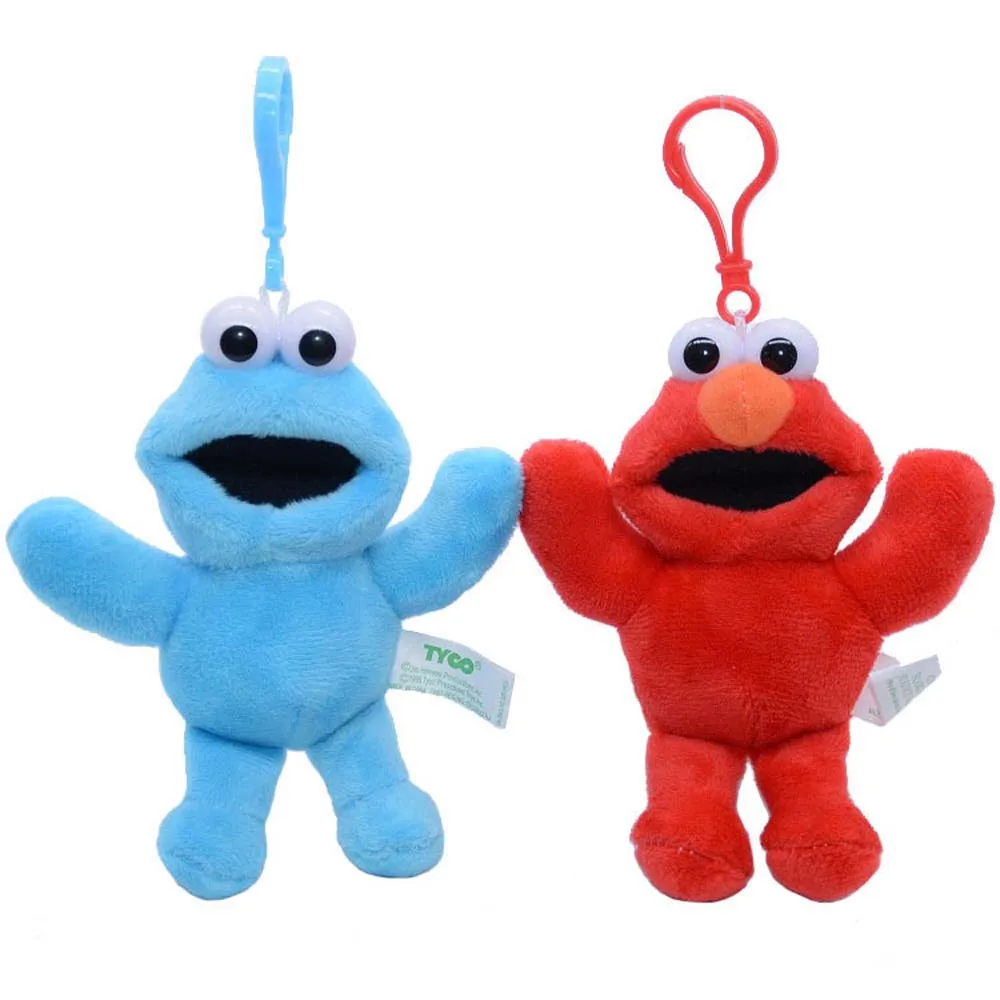 12cm Sesame Street Plush Keychain Lovely Elmo Cookie Demon Kawaii peluche Soft Stuffed Cartoon Toys Dolls Kids Gift Keyring