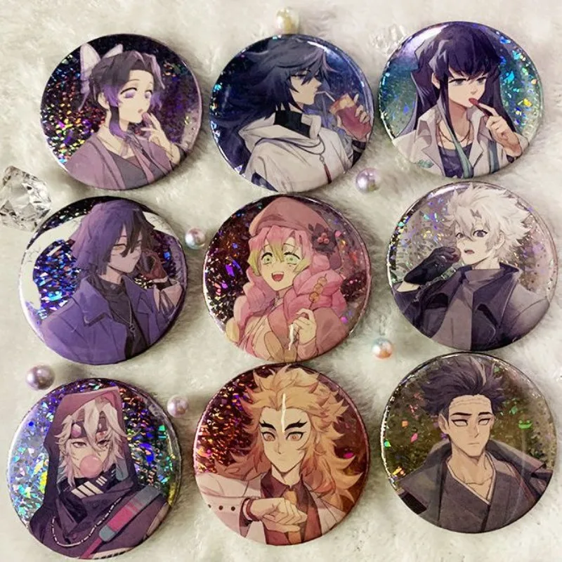 Demon Slayer Giyu Tomioka Tokitou Muichirou Iguro Obanai Badge Animation Peripheral Cute Goods Kawaii Brooch Collection Gift