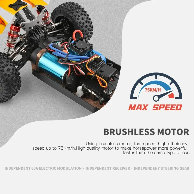 WLtoys 144010 144016 75KM/H 2.4G RC Car Brushless 4WD Electric High Speed Off-Road Remote Control Drift Toys for Children Racing