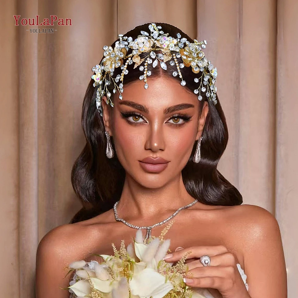 

YouLaPan Bridal Wedding Alloy Flower Hair Accessories Shining Hair Jewelry Banquet Party Headband Headdress Women Headwear HP918