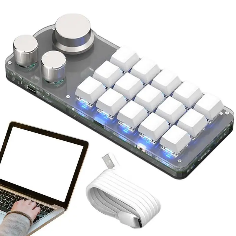 Macro Keypad 15 Keys One-Handed Custom Keyboard RGB Play Multifunctional Hot Swappable Mechanical Game Keypad With Knob