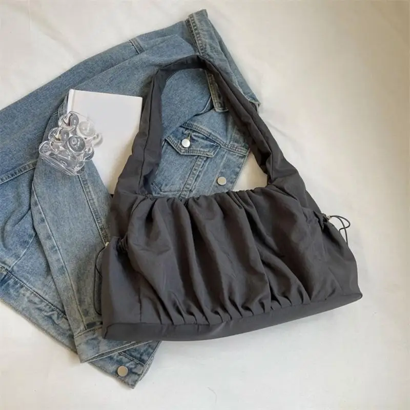 

X90D модная плиссированная сумка подмышками для женщин, большая вместительная нейлоновая сумка с несколькими карманами, сумка на