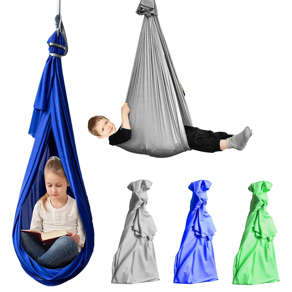 Portable Indoor Yoga Suspension Beds Kids Swing Toy Set Therapy Elastic Hammock Hanging Chair Home Rooms Sensory Autism Kids Toy