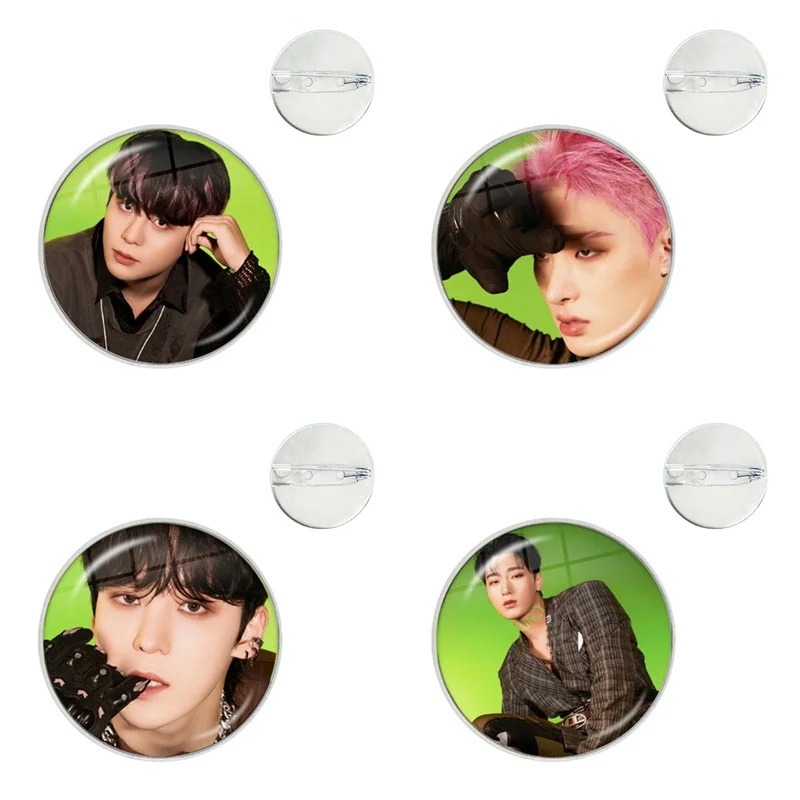 KPOP ATEEZ THE WORLD EP.2 OUTLAW HONGJOONG JONGHO Glass Dome Brooches Shirt Lapel Bag Clothes Hat Badge Cartoon Pins Gift