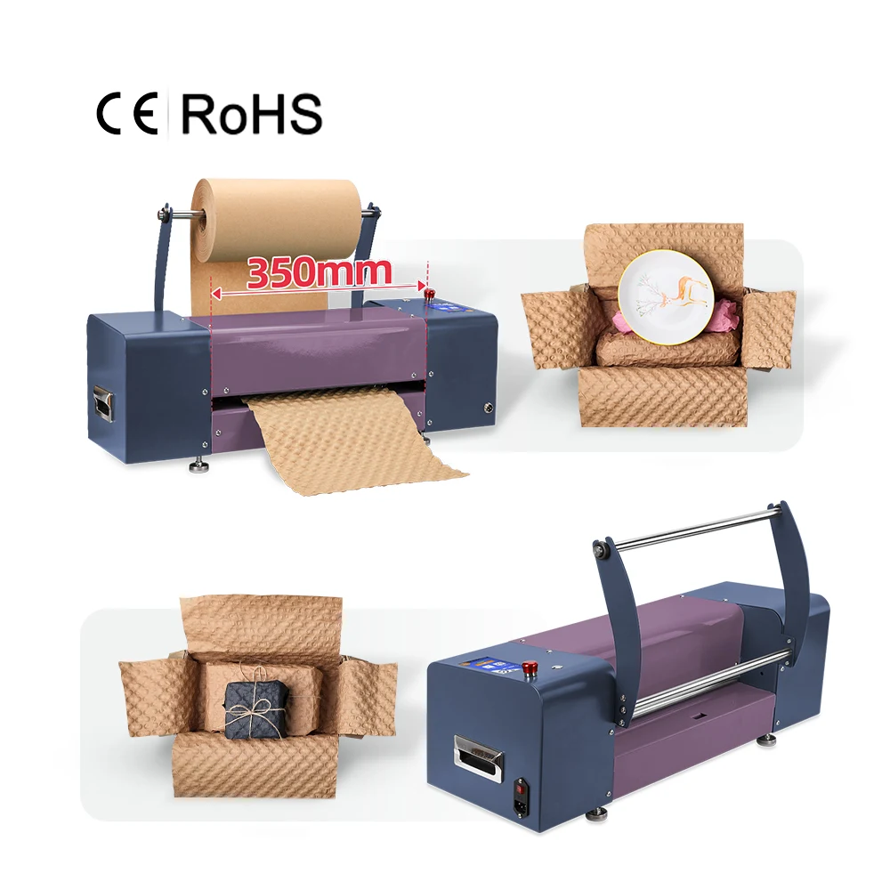 350mm Automatic Cutting Paper Bubble Wrapping Machine for Protective Cosmetic Daily Goods Degradable Eco Packaging
