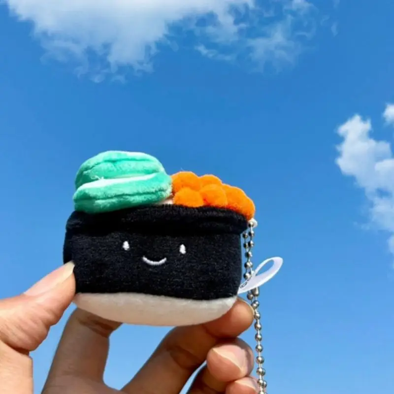 Kreative japanische Sushi Schlüssel anhänger niedlichen Plüsch Puppe Schlüssel ringe Großhandel kawaii Lebensmittel Schlüssel bund für Rucksack