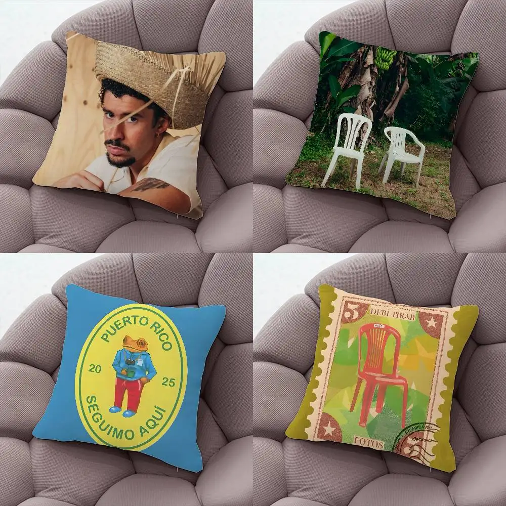 

Bad B-bunny Debi Tirar Mas Fotos D-dtmf Pillow Case Silky Short Plush With Invisible Zipper Dustproof Sofa Cushion Home Decor